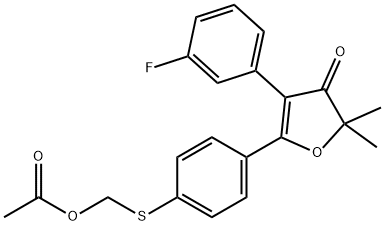 3(2H)-Furanone, 5-[4-[[(acetyloxy)methyl]thio]phenyl]-4-(3-fluorophenyl)-2,2-dimethyl- 구조식 이미지