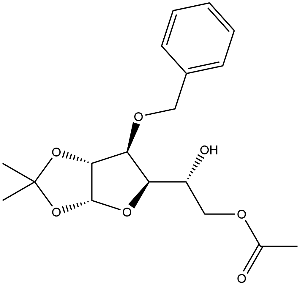 α-D-Glucofuranose, 1,2-O-(1-methylethylidene)-3-O-(phenylmethyl)-, 6-acetate Structure