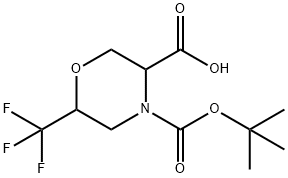 4-[(tert-butoxy)carbonyl]-6-(trifluoromethyl)morpholine-3-carboxylic acid, Mixture of diastereomers 구조식 이미지