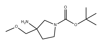 1-Pyrrolidinecarboxylic acid, 3-amino-3-(methoxymethyl)-, 1,1-dimethylethyl ester 구조식 이미지