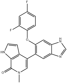 7H-Pyrrolo[2,3-c]pyridin-7-one, 4-[6-(2,4-difluorophenoxy)-1H-benzimidazol-5-yl]-1,6-dihydro-6-methyl- Structure