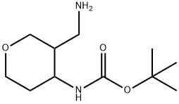 Carbamic acid, N-[3-(aminomethyl)tetrahydro-2H-pyran-4-yl]-, 1,1-dimethylethyl ester Structure