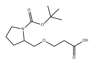 1-Pyrrolidinecarboxylic acid, 2-[(2-carboxyethoxy)methyl]-, 1-(1,1-dimethylethyl) ester Structure