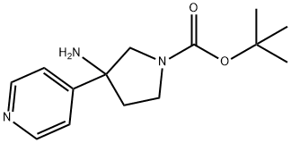 1-Pyrrolidinecarboxylic acid, 3-amino-3-(4-pyridinyl)-, 1,1-dimethylethyl ester Structure