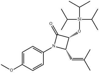 (3R,4S)-1-(4-Methoxyphenyl)-4-(2-methylpropenyl)-3-triisopropylsilyloxy-azetidin-2-one 구조식 이미지