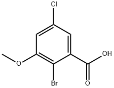 Benzoic acid, 2-bromo-5-chloro-3-methoxy- 구조식 이미지