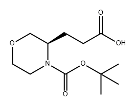 3-Morpholinepropanoic acid, 4-[(1,1-dimethylethoxy)carbonyl]-, (3R)- Structure