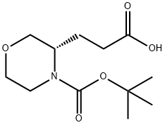 3-Morpholinepropanoic acid, 4-[(1,1-dimethylethoxy)carbonyl]-, (3S)- Structure