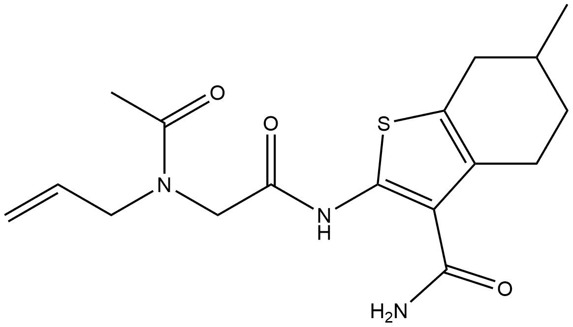 2-[[2-[acetyl(allyl)amino]acetyl]amino]-6-methyl-4,5,6,7-tetrahydrobenzothiophene-3-carboxamide Structure