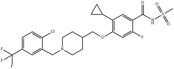 Benzamide, 4-[[1-[[2-chloro-5-(trifluoromethyl)phenyl]methyl]-4-piperidinyl]methoxy]-5-cyclopropyl-2-fluoro-N-(methylsulfonyl)- Structure