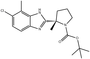 1-Pyrrolidinecarboxylic acid, 2-(6-chloro-7-methyl-1H-benzimidazol-2-yl)-2-methyl-, 1,1-dimethylethyl ester, (2S)- Structure