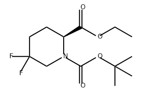 1,2-Piperidinedicarboxylic acid, 5,5-difluoro-, 1-(1,1-dimethylethyl) 2-ethyl ester, (2S)- Structure