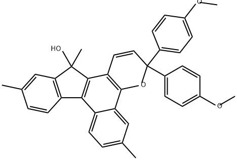 Benzo[3,4]fluoreno[2,1-b]pyran-13-ol, 3,13-dihydro-3,3-bis(4-methoxyphenyl)-6,11,13-trimethyl- Structure