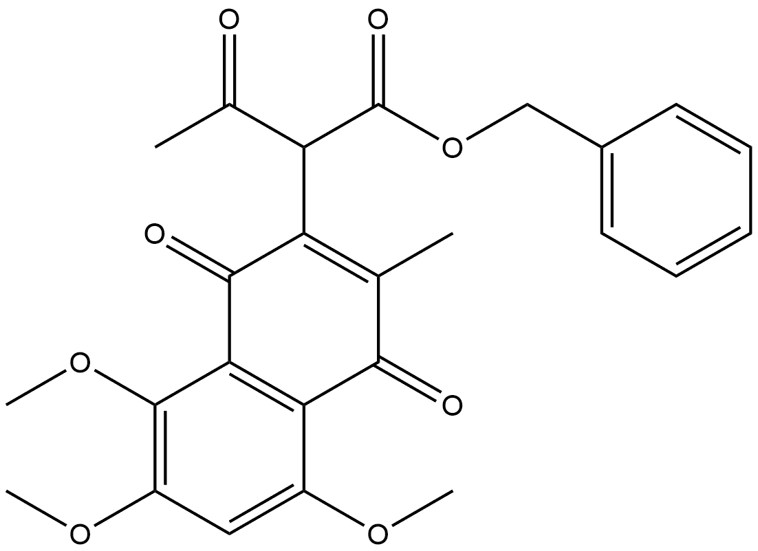 2-Naphthaleneacetic acid, α-acetyl-1,4-dihydro-5,7,8-trimethoxy-3-methyl-1,4-dioxo-, phenylmethyl ester Structure