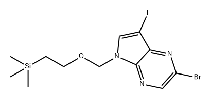 5H-Pyrrolo[2,3-b]pyrazine, 2-bromo-7-iodo-5-[[2-(trimethylsilyl)ethoxy]methyl]- Structure