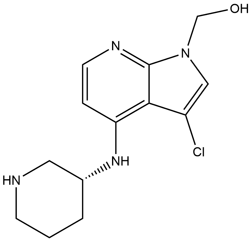 (3-chloro-4-{[(3R)-piperidin-3-yl]amino}-1H-pyrrolo[2,3-b]pyridin-1-yl)methanol Structure