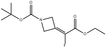 1-Azetidinecarboxylic acid, 3-(2-ethoxy-1-fluoro-2-oxoethylidene)-, 1,1-dimethylethyl ester Structure