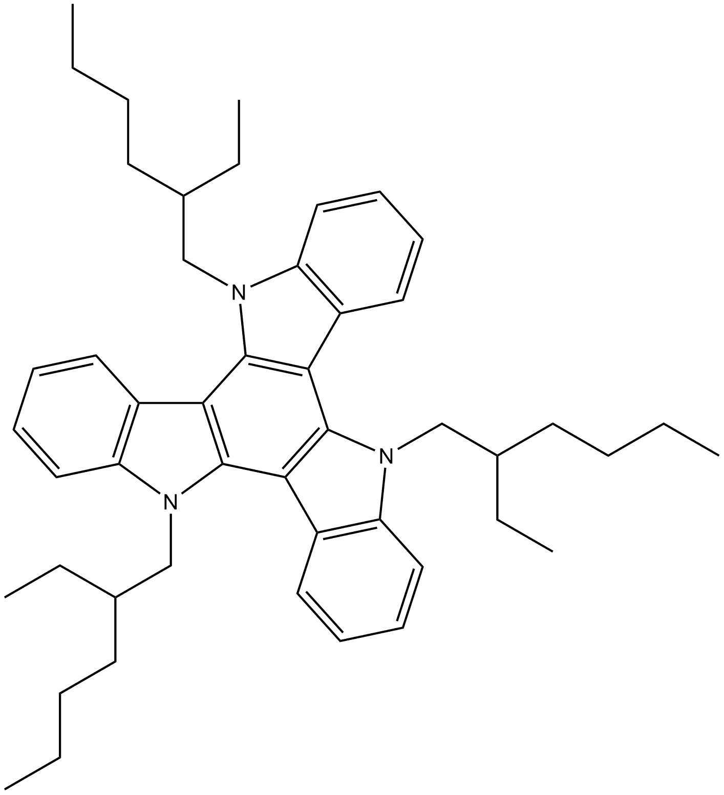 5,10,15-tris(2-ethylhexyl)-10,15-dihydro-5H-diindolo[3,2-a:3',2'-c]carbazole Structure