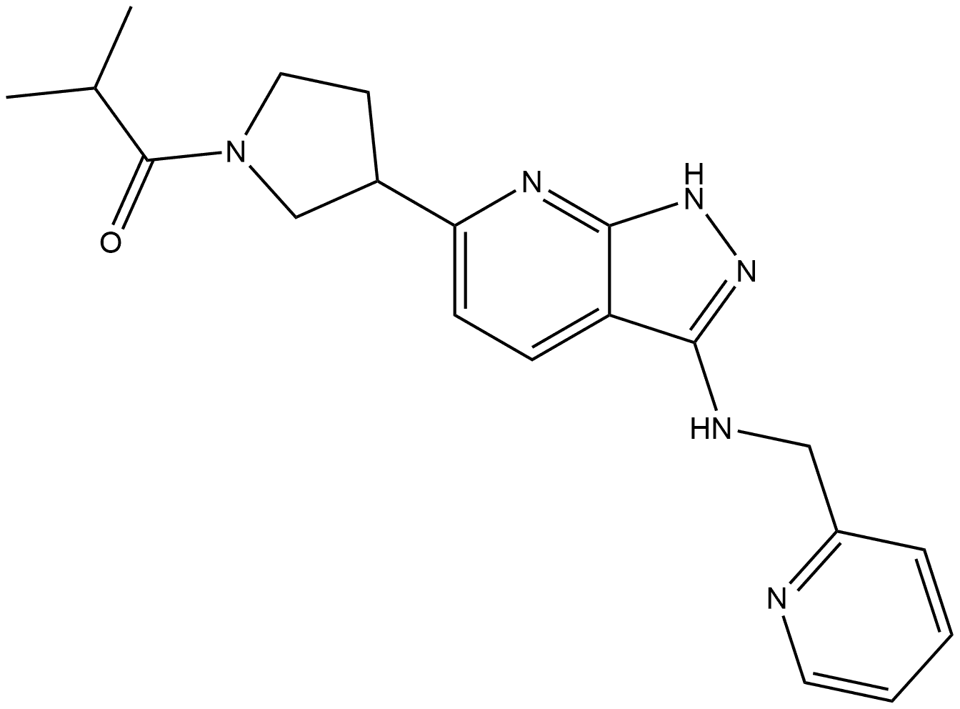 2-Methyl-1-[3-[3-[(2-pyridinylmethyl)amino]-1H-pyrazolo[3,4-b]pyridin-6-yl]-1-pyrrolidinyl]-1-propanone Structure