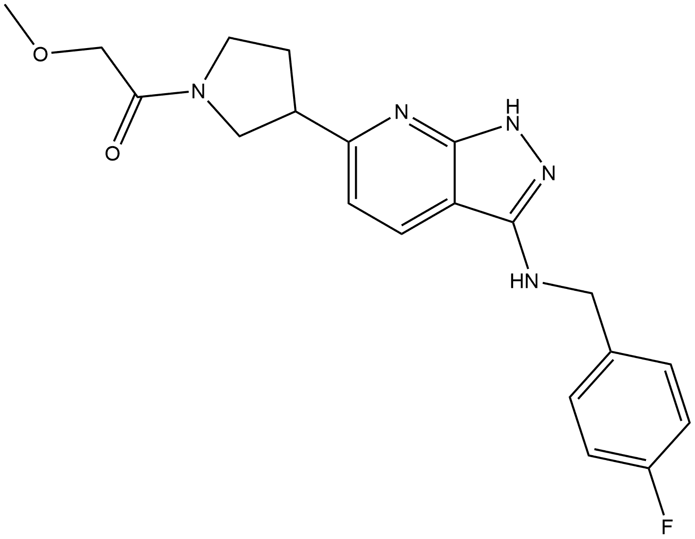 1-[3-[3-[[(4-Fluorophenyl)methyl]amino]-1H-pyrazolo[3,4-b]pyridin-6-yl]-1-pyrrolidinyl]-2-methoxyethanone Structure