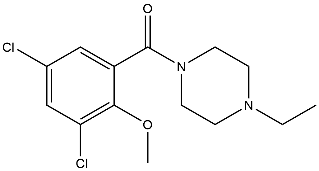 (3,5-Dichloro-2-methoxyphenyl)(4-ethyl-1-piperazinyl)methanone Structure