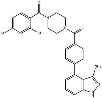 Methanone, [4-[4-(3-amino-1H-indazol-4-yl)benzoyl]-1-piperazinyl](2,4-dichlorophenyl)- Structure