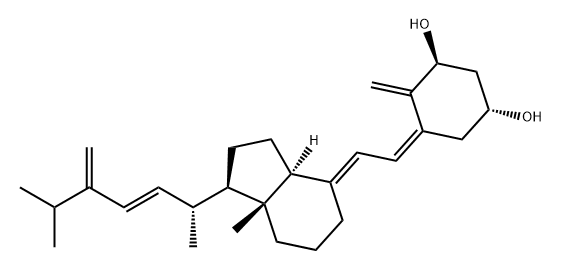 1,3-Cyclohexanediol, 5-[(2E)-2-[(1R,3aS,7aR)-1-[(1R,2E)-1,5-dimethyl-4-methylene-2-hexen-1-yl]octahydro-7a-methyl-4H-inden-4-ylidene]ethylidene]-4-methylene-, (1R,3S,5Z)- 구조식 이미지