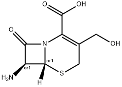5-Thia-1-azabicyclo[4.2.0]oct-2-ene-2-carboxylic acid, 7-amino-3-(hydroxymethyl)-8-oxo-, (6R,7S)-rel- 구조식 이미지