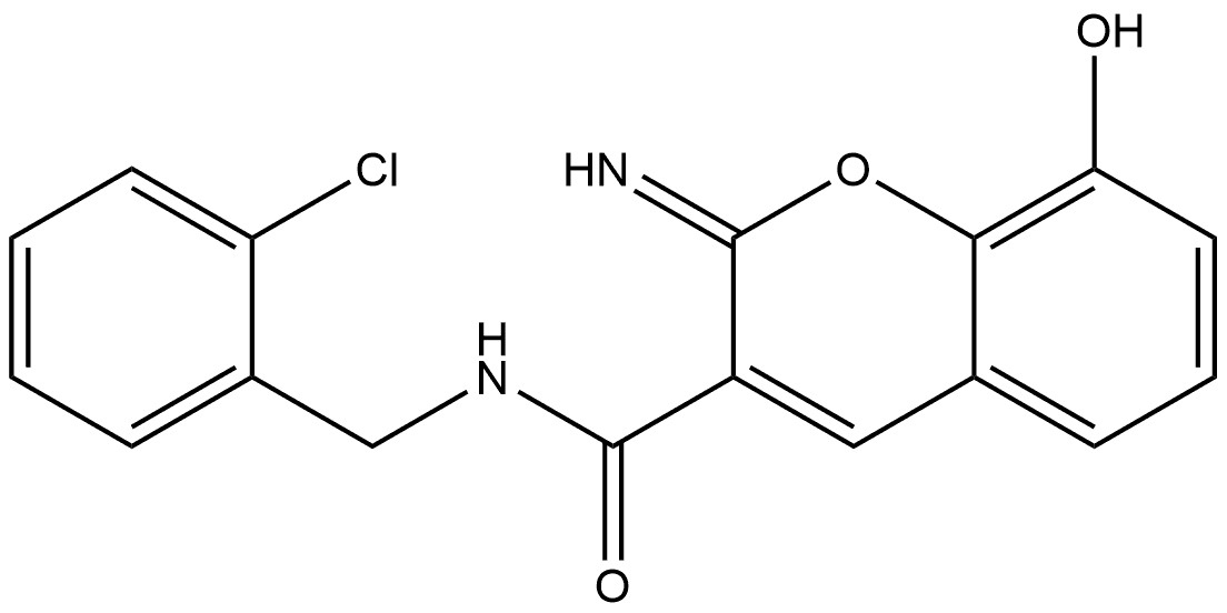 N-[(2-Chlorophenyl)methyl]-8-hydroxy-2-imino-2H-1-benzopyran-3-carboxamide Structure