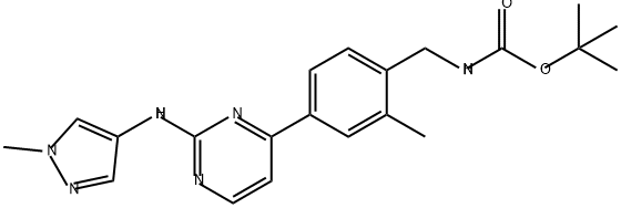 Carbamic acid, N-[[2-methyl-4-[2-[(1-methyl-1H-pyrazol-4-yl)amino]-4-pyrimidinyl]phenyl]methyl]-, 1,1-dimethylethyl ester Structure