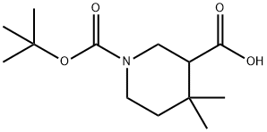 1-[(tert-butoxy)carbonyl]-4,4-dimethylpiperidine-3-carboxylic acid Structure