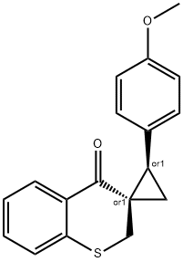 Spiro[2H-1-benzothiopyran-3(4H),1'-cyclopropan]-4-one, 2'-(4-methoxyphenyl)-, (1'R,2'R)-rel- Structure