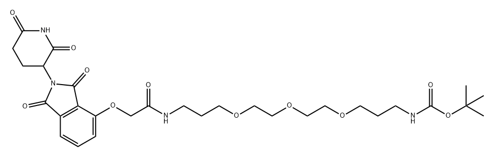 6,9,12-Trioxa-2,16-diazaoctadecanoic acid, 18-[[2-(2,6-dioxo-3-piperidinyl)-2,3-dihydro-1,3-dioxo-1H-isoindol-4-yl]oxy]-17-oxo-, 1,1-dimethylethyl ester Structure