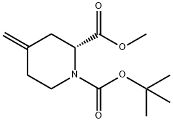 1,2-Piperidinedicarboxylic acid, 4-methylene-, 1-(1,1-dimethylethyl) 2-methyl ester, (2R)- Structure