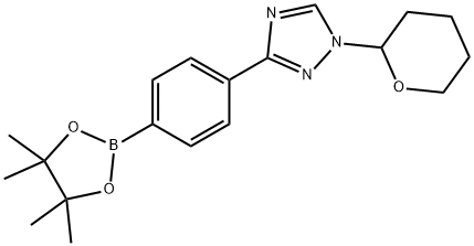 1-(Tetrahydro-2H-pyran-2-yl)-3-[4-(4,4,5,5-tetramethyl-1,3,2-dioxaborolan-2-yl)phenyl]-1H-1,2,4-triazole Structure