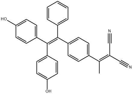 Propanedinitrile, 2-[1-[4-[2,2-bis(4-hydroxyphenyl)-1-phenylethenyl]phenyl]ethylidene]- Structure