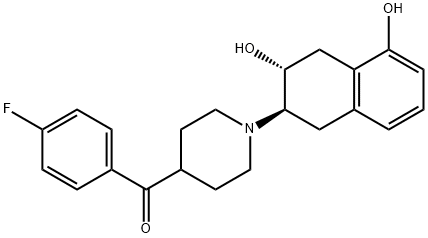 Methanone, (4-fluorophenyl)[1-[(2R,3R)-1,2,3,4-tetrahydro-3,5-dihydroxy-2-naphthalenyl]-4-piperidinyl]- Structure