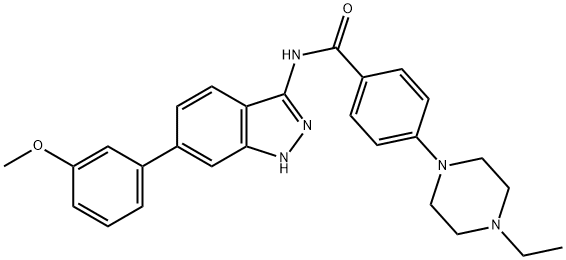 Benzamide, 4-(4-ethyl-1-piperazinyl)-N-[6-(3-methoxyphenyl)-1H-indazol-3-yl]- Structure