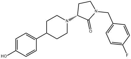 2-Pyrrolidinone, 1-[(4-fluorophenyl)methyl]-3-[4-(4-hydroxyphenyl)-1-piperidinyl]-, (3R)- Structure