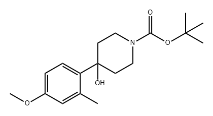 1-Piperidinecarboxylic acid, 4-hydroxy-4-(4-methoxy-2-methylphenyl)-, 1,1-dimethylethyl ester Structure