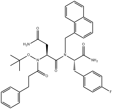 L-Phenylalaninamide, N-(1,1-dimethylethoxy)-N2-(1-oxo-3-phenylpropyl)-L-asparaginyl-4-fluoro-N-(1-naphthalenylmethyl)- Structure