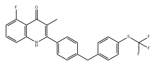 4(1H)-Quinolinone, 5-fluoro-3-methyl-2-[4-[[4-[(trifluoromethyl)thio]phenyl]methyl]phenyl]- Structure