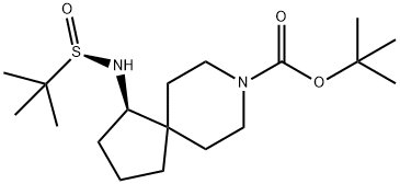 8-Azaspiro[4.5]decane-8-carboxylic acid, 1-[[(R)-(1,1-dimethylethyl)sulfinyl]amino]-, 1,1-dimethylethyl ester, (1R)- Structure