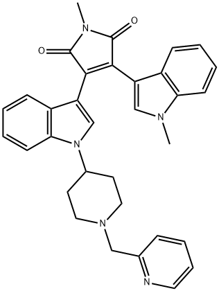 1-Methyl-3-(1-methyl-1H-indol-3-yl)-4-[1-[1-(2-pyridinylmethyl)-4-piperidinyl]-1H-indol-3-yl]-1H-pyrrole-2,5-dione 구조식 이미지