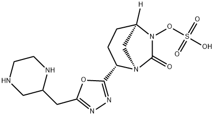 Sulfuric acid, mono[(1R,2S,5R)-7-oxo-2-[5-(2-piperazinylmethyl)-1,3,4-oxadiazol-2-yl]-1,6-diazabicyclo[3.2.1]oct-6-yl] ester Structure