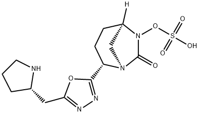 Sulfuric acid, mono[(1R,2S,5R)-7-oxo-2-[5-[(2S)-2-pyrrolidinylmethyl]-1,3,4-oxadiazol-2-yl]-1,6-diazabicyclo[3.2.1]oct-6-yl] ester Structure