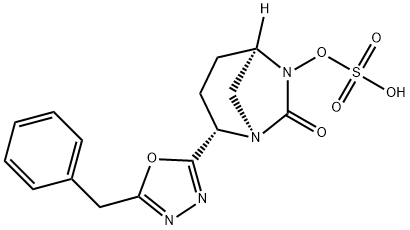 Sulfuric acid, mono[(1R,2S,5R)-7-oxo-2-[5-(phenylmethyl)-1,3,4-oxadiazol-2-yl]-1,6-diazabicyclo[3.2.1]oct-6-yl] ester Structure