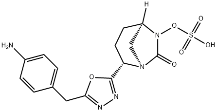 Sulfuric acid, mono[(1R,2S,5R)-2-[5-[(4-aminophenyl)methyl]-1,3,4-oxadiazol-2-yl]-7-oxo-1,6-diazabicyclo[3.2.1]oct-6-yl] ester Structure