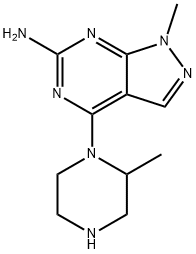 1-methyl-4-(2-methylpiperazin-1-yl)-1H-pyrazolo[3,4-d]pyrimidin-6-amine 구조식 이미지