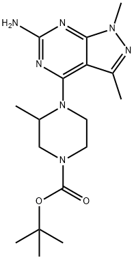 tert-Butyl 4-(6-amino-1,3-dimethyl-1H-pyrazolo[3,4-d]pyrimidin-4-yl)-3-methylpiperazine-1-carboxylate Structure